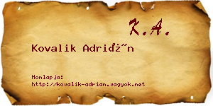 Kovalik Adrián névjegykártya